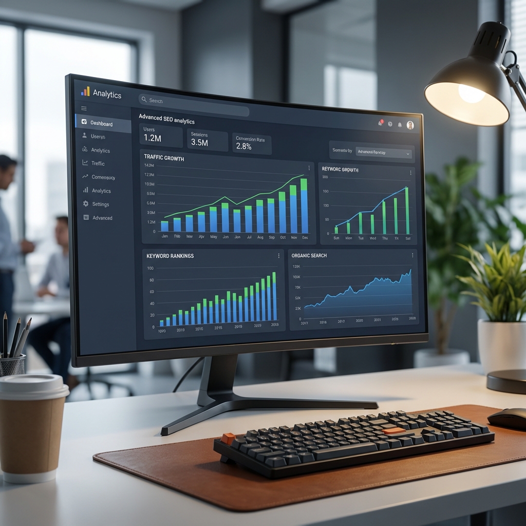 Graph showing organic traffic growth and domain authority improvement